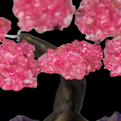 Rose Quartz Gemstone Tree on Amethyst Crystal Base – Healing Home Decor