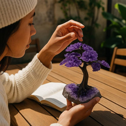 Unique Amethyst Gemstone Tree on Amethyst Stone Base – Large Decorative Display Piece