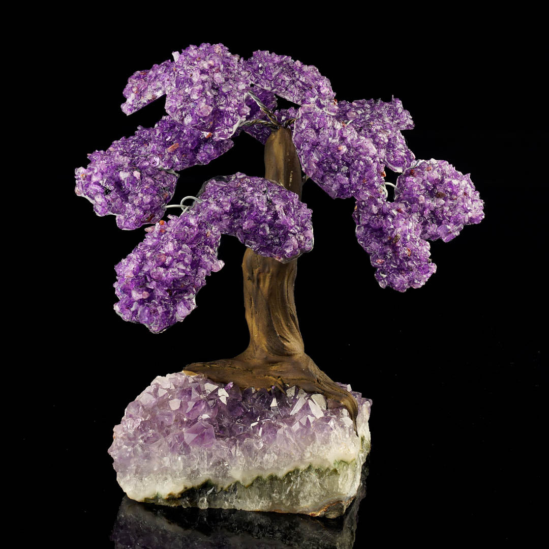 Unique Amethyst Gemstone Tree on Amethyst Stone Base – Large Decorative Display Piece