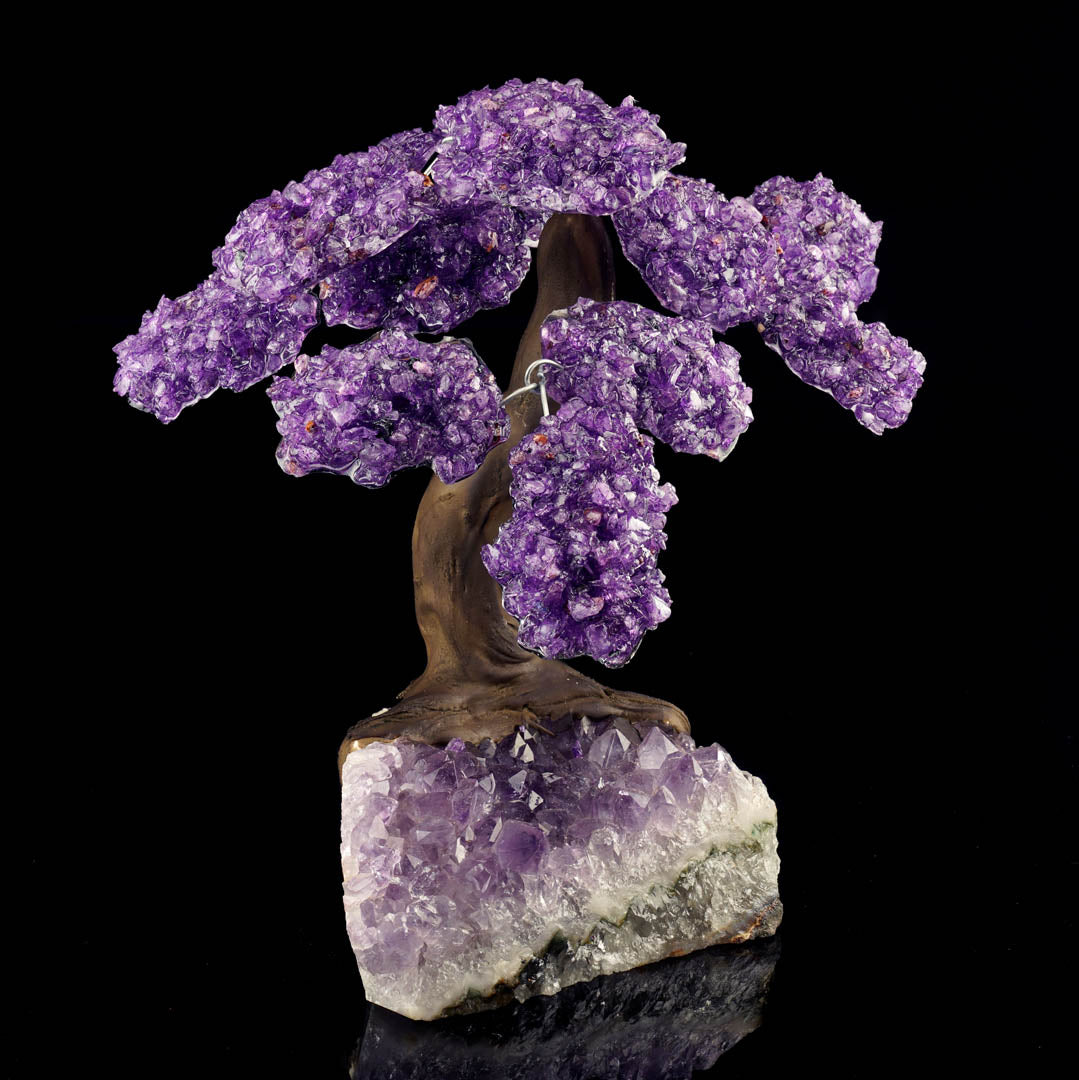 Unique Amethyst Gemstone Tree on Amethyst Stone Base – Large Decorative Display Piece