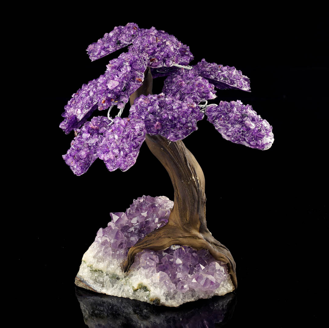 Unique Amethyst Gemstone Tree on Amethyst Stone Base – Large Decorative Display Piece