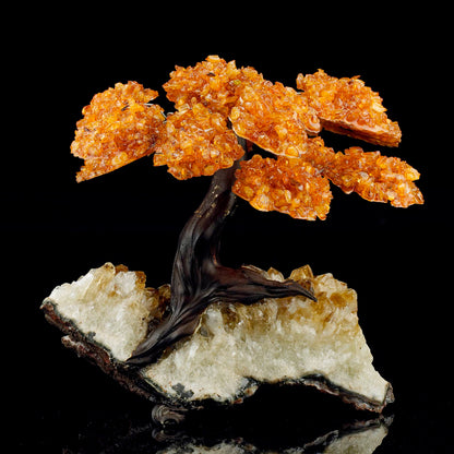 Handcrafted Citrine Gemstone Tree on Citrine Stone Base – Large Spiritual Home Decor Piece
