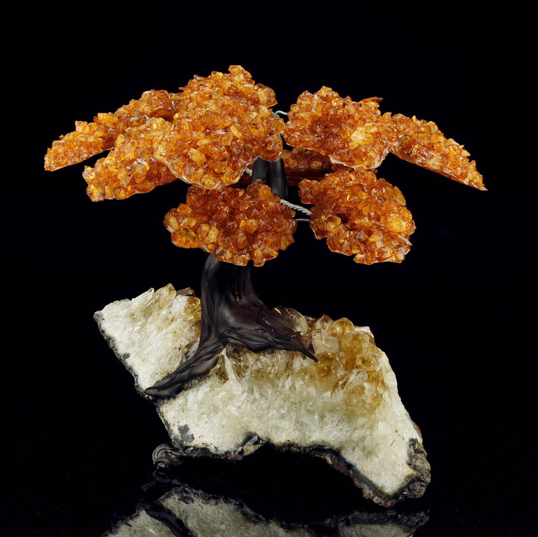 Handcrafted Citrine Gemstone Tree on Citrine Stone Base – Large Spiritual Home Decor Piece