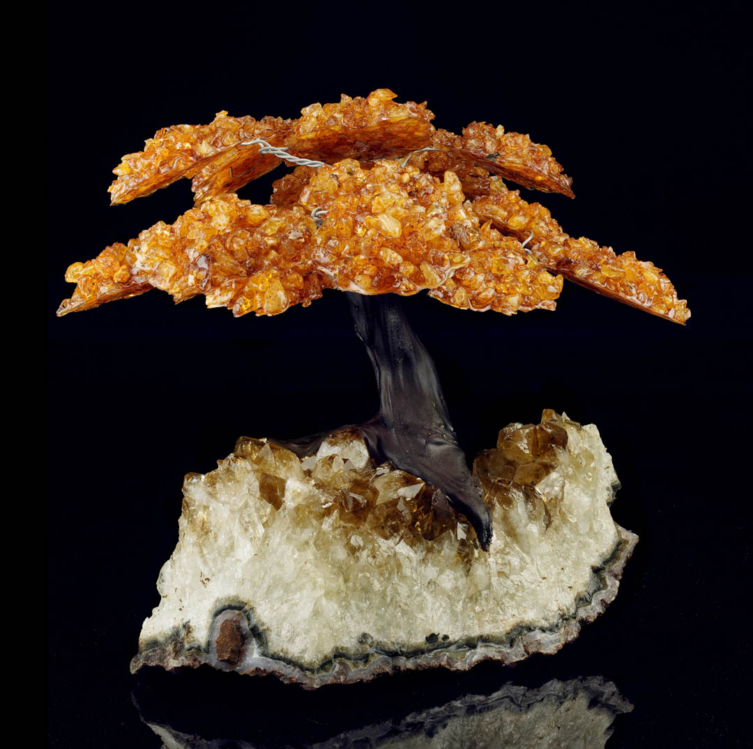 Handcrafted Citrine Gemstone Tree on Citrine Stone Base – Large Spiritual Home Decor Piece