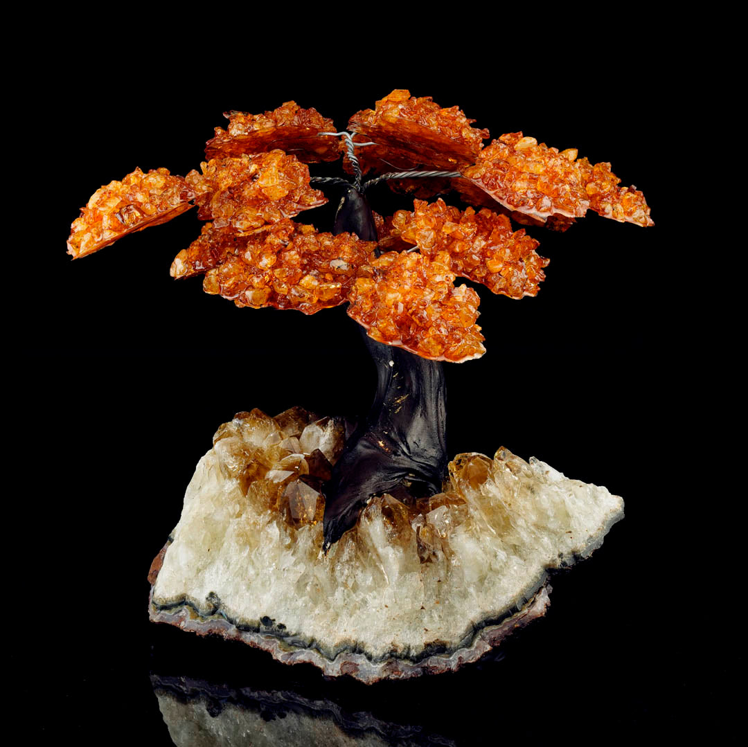 Handcrafted Citrine Gemstone Tree on Citrine Stone Base – Large Spiritual Home Decor Piece
