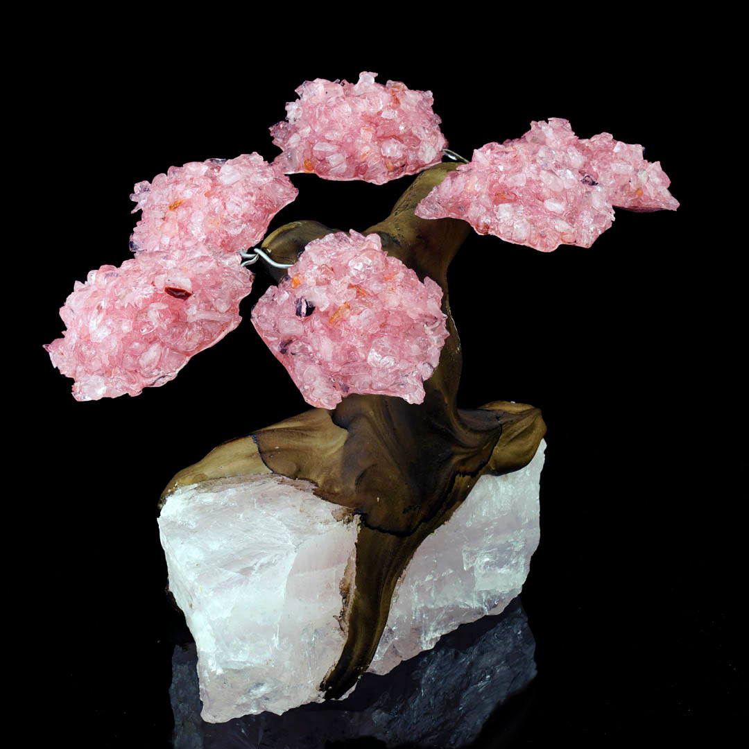 Exclusive Rose Quartz Gemstone Tree on Rose Quartz Base – Healing Home Decor