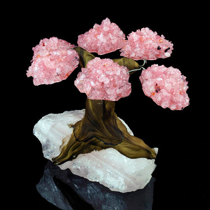 Exclusive Rose Quartz Gemstone Tree on Rose Quartz Base – Healing Home Decor