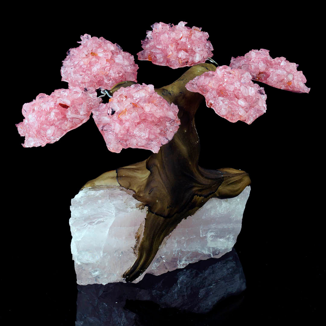 Exclusive Rose Quartz Gemstone Tree on Rose Quartz Base – Healing Home Decor