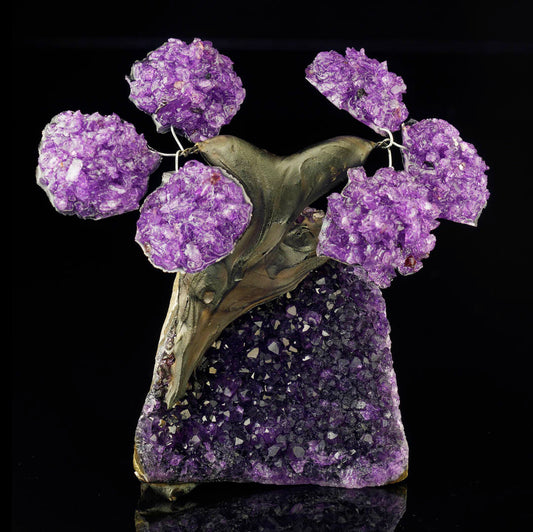 Harmonizing Amethyst Gemstone Tree on Amethyst Stone Base – Healing Bonsai Home Decor