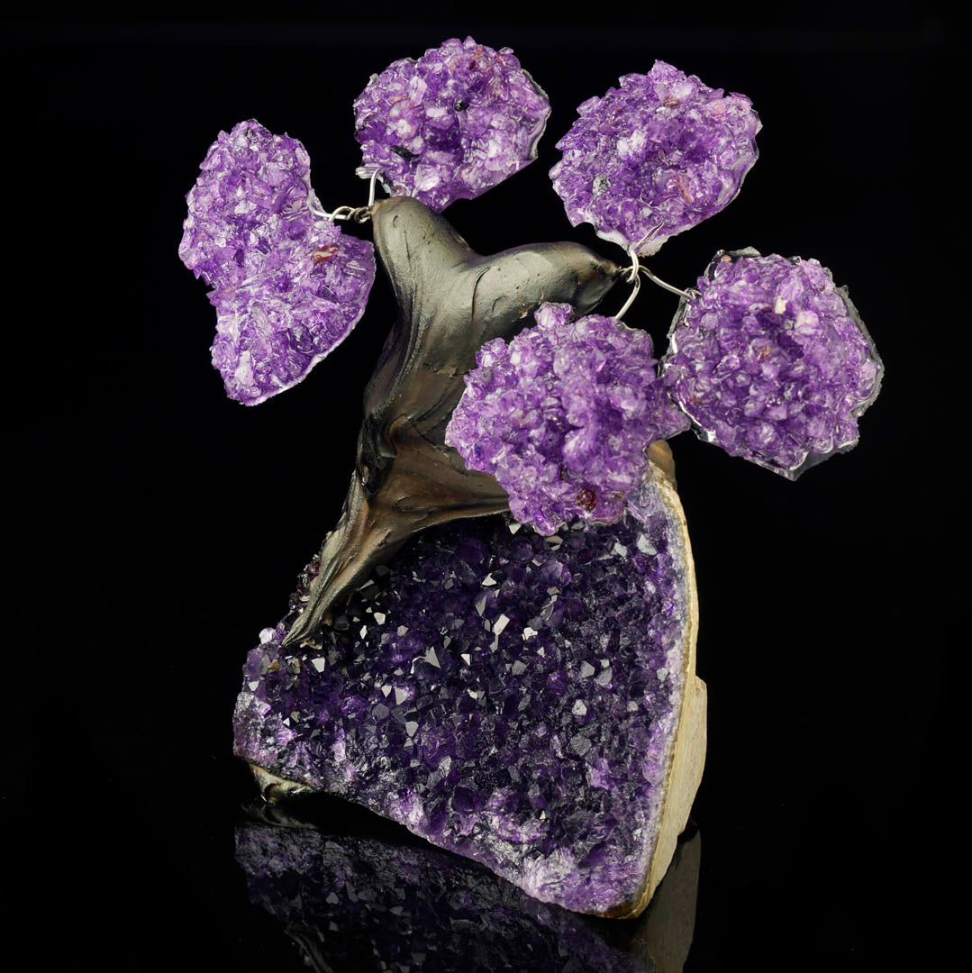 Harmonizing Amethyst Gemstone Tree on Amethyst Stone Base – Healing Bonsai Home Decor
