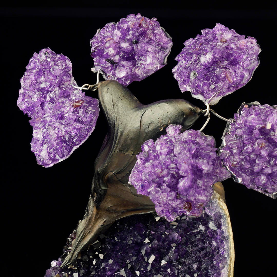 Harmonizing Amethyst Gemstone Tree on Amethyst Stone Base – Healing Bonsai Home Decor