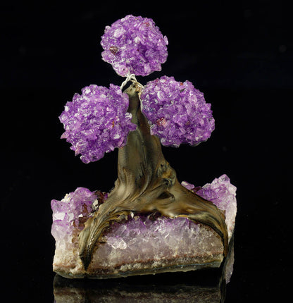 Handcrafted Amethyst Gemstone Tree on Amethyst Base - Calming Spiritual Decor