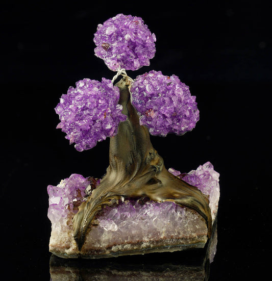 Handcrafted Amethyst Gemstone Tree on Amethyst Base - Calming Spiritual Decor