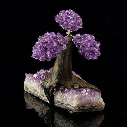 Handcrafted Amethyst Gemstone Tree on Amethyst Base - Calming Spiritual Decor