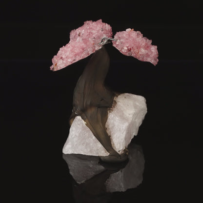 Rose Quartz Gem Tree on Natural Quartz Base – Healing Crystal Bonsai Sculpture