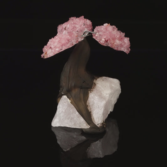 Rose Quartz Gem Tree on Natural Quartz Base – Healing Crystal Bonsai Sculpture