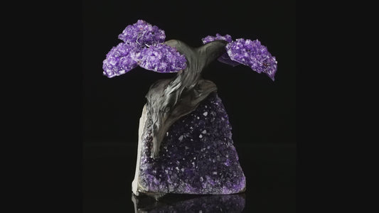 Harmonizing Amethyst Gemstone Tree on Amethyst Stone Base – Healing Bonsai Home Decor