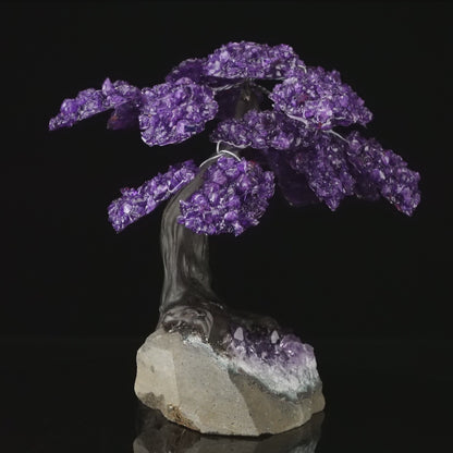 Unique Amethyst Gemstone Tree on Amethyst Stone Base – Large Decorative Display Piece